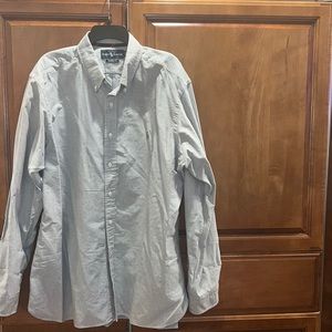 Ralph Lauren gray classic fit button down shirt.